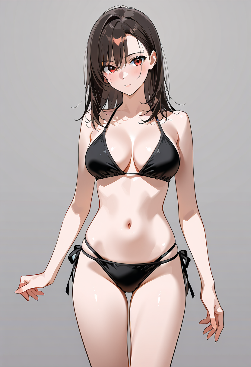 黒ビキニの美少女ポートレート #美少女 #水着 #アニメ調