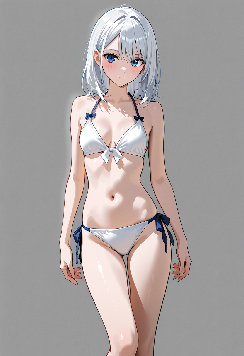 白髪ショートヘアの美少女ポートレート #アニメ調 #かわいい #美少女