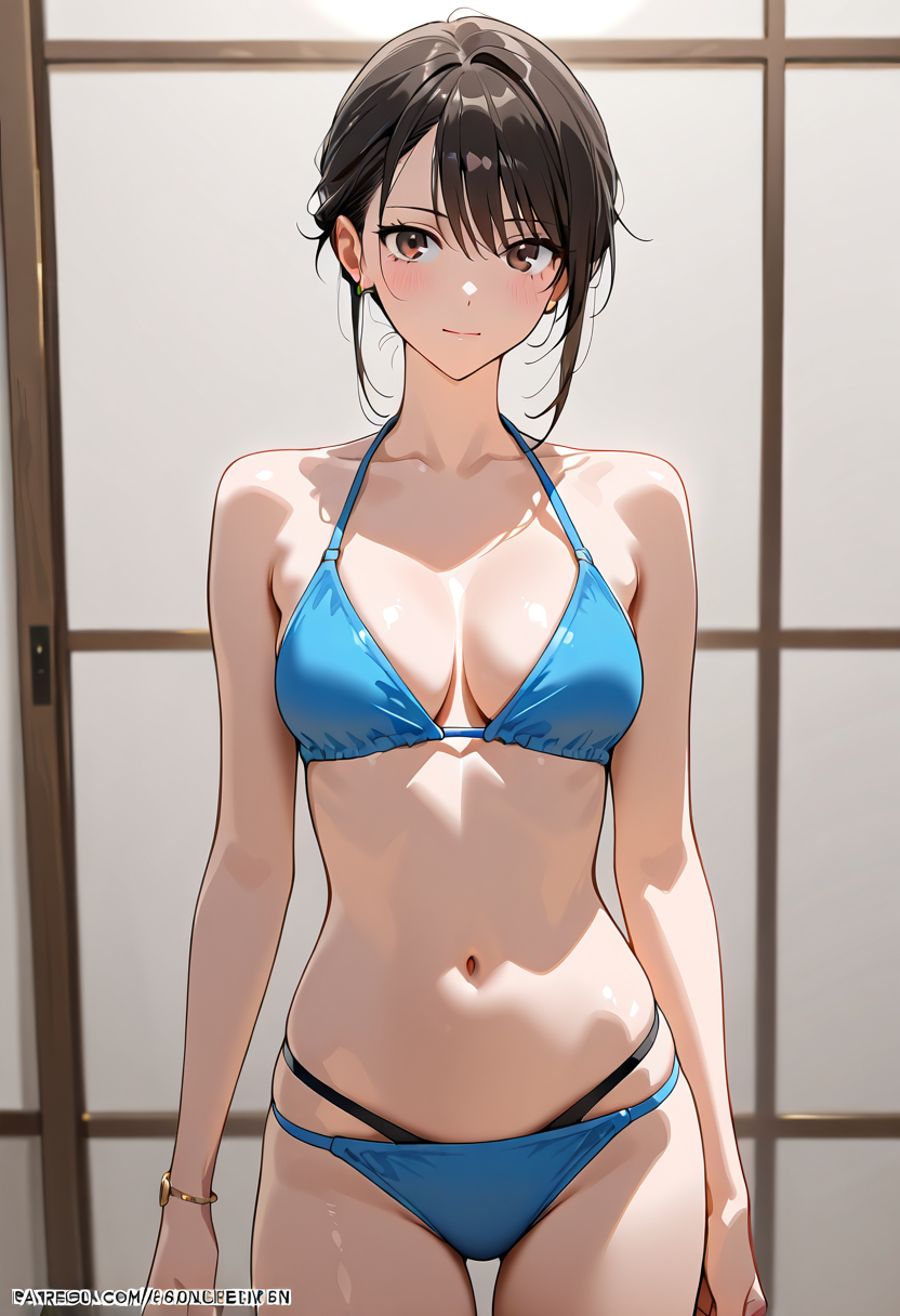 青いビキニの美少女ポートレート #美少女 #水着 #ビキニ