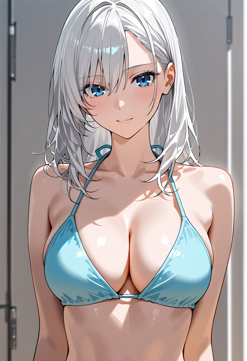 涼しげな微笑みの銀髪美少女 #美少女 #清楚 #水着