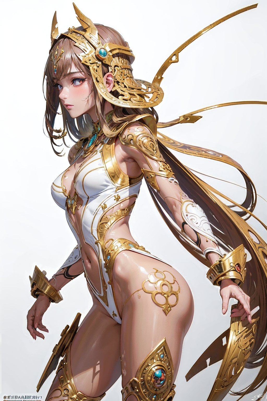 金色甲冑の幻想的戦士、横顔ポートレート #美少女 #戦士 #甲冑