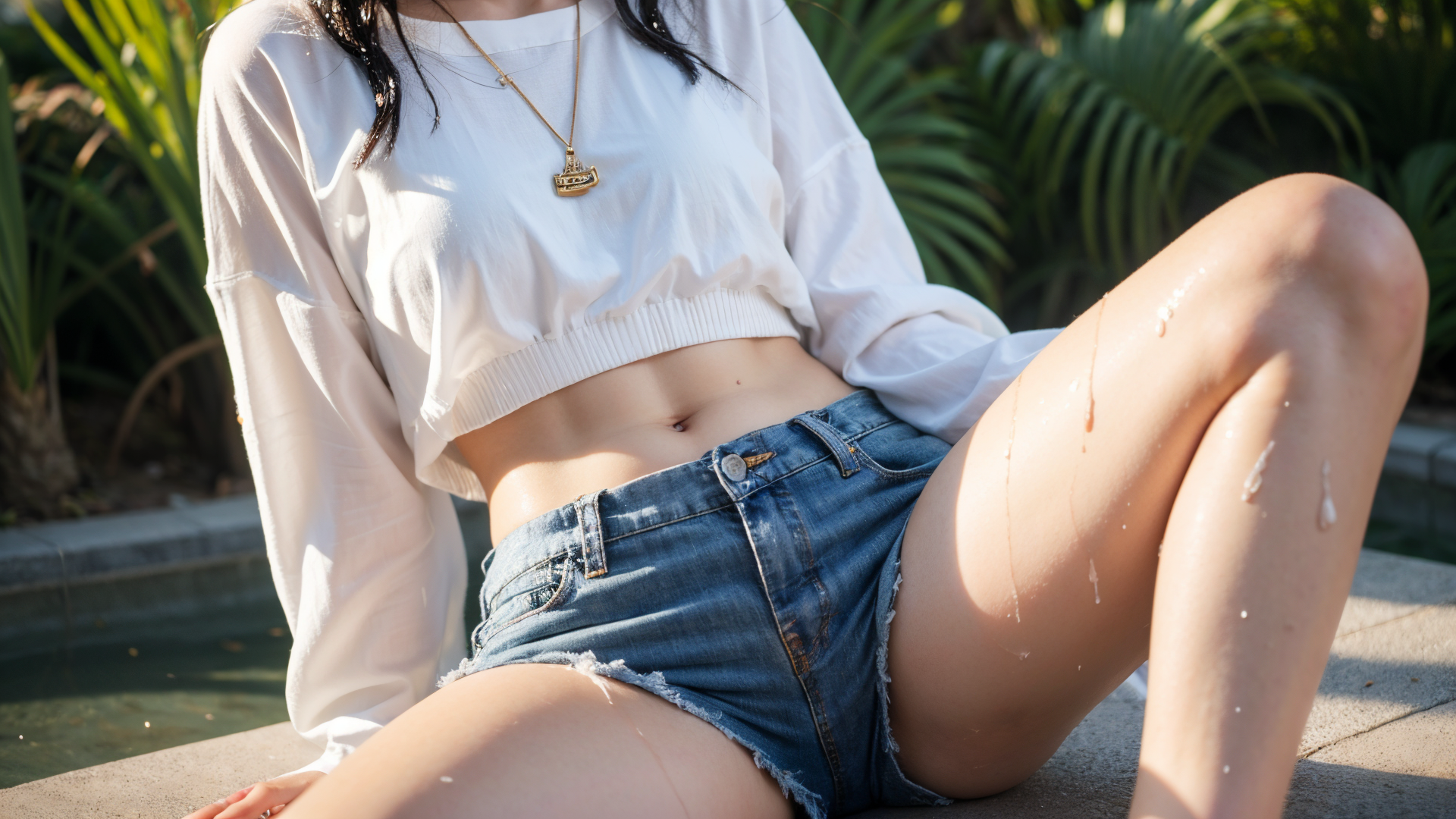 白トップスとデニムの夏ポートレート #美少女 #屋外 #夏