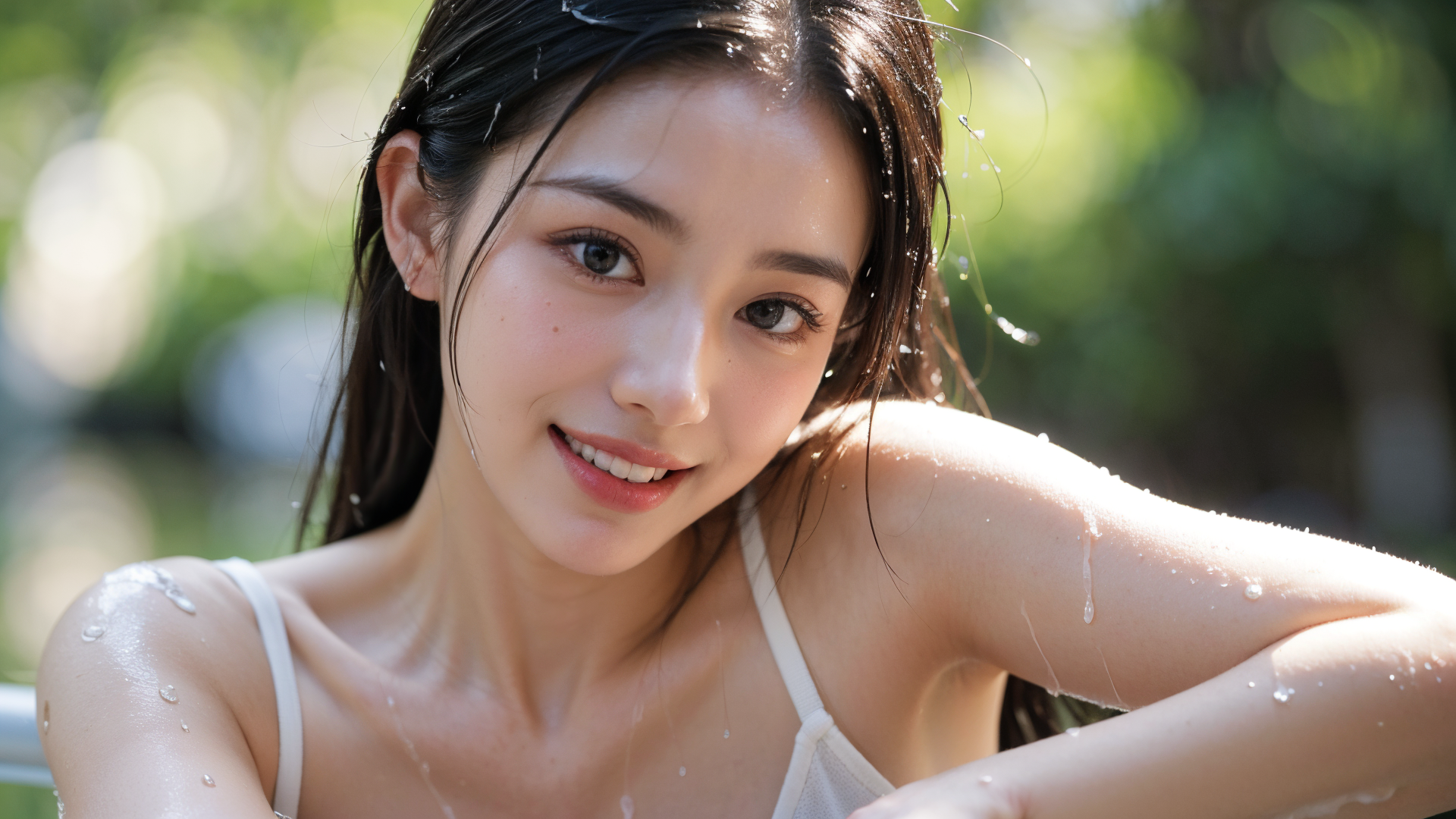 夏の日差しに輝く黒髪美少女の笑顔ポートレート #美少女 #笑顔 #黒髪