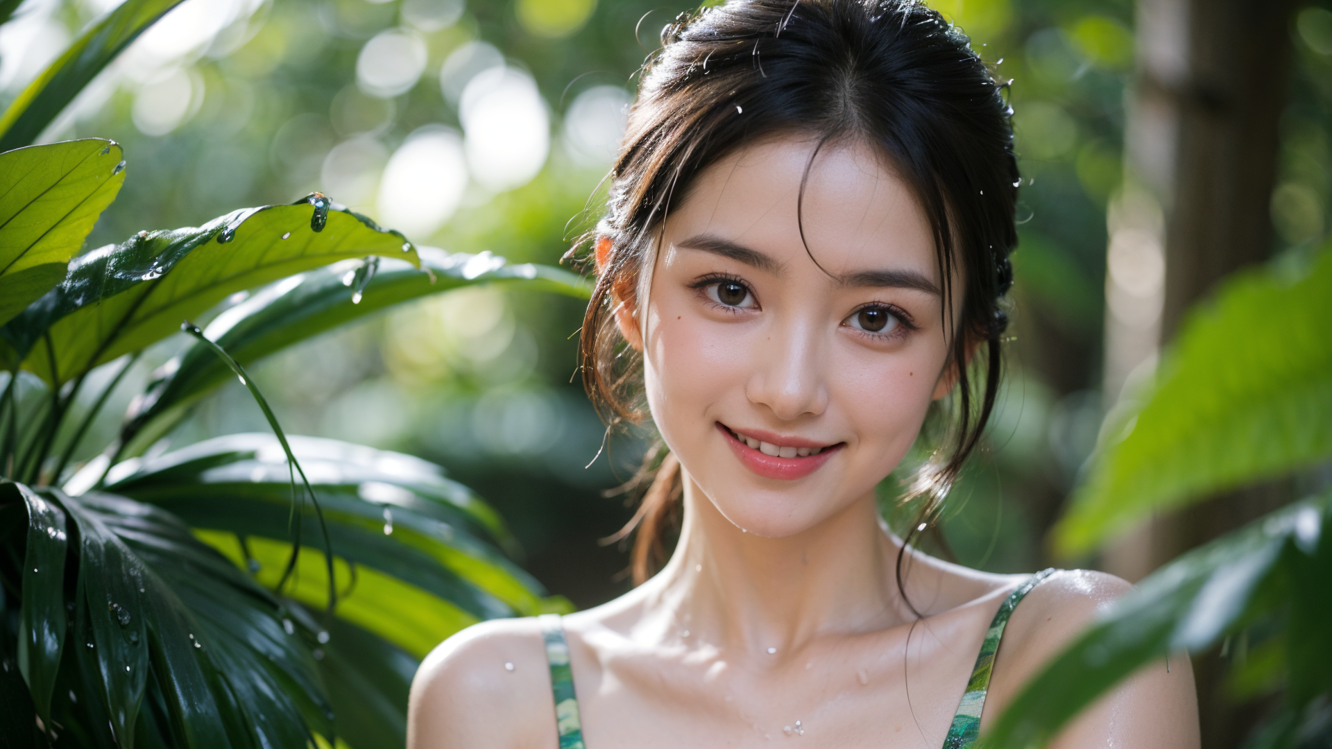 緑に包まれた清楚な笑顔のポートレート #美少女 #清楚 #自然