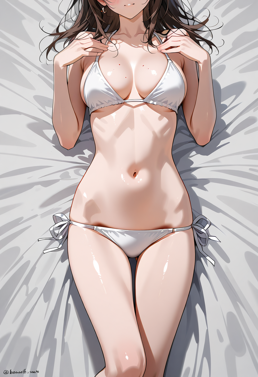 白いビキニの夏イラスト #水着 #ビキニ #美少女