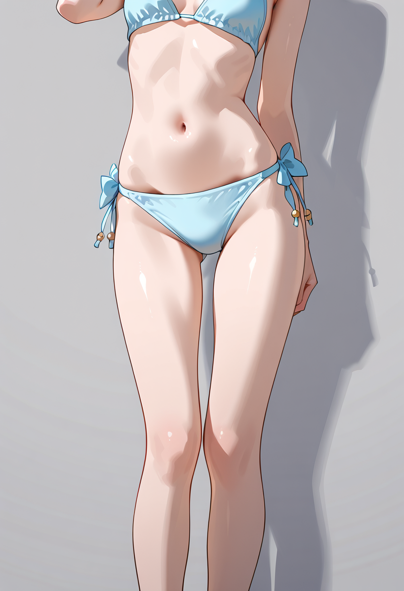 爽やかな水色ビキニの美少女イラスト #水着 #ビキニ #美少女
