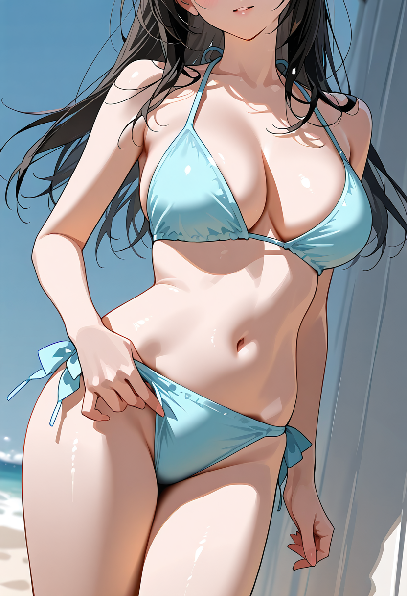 水色ビキニの美少女ポートレート #美少女 #水着 #ビキニ