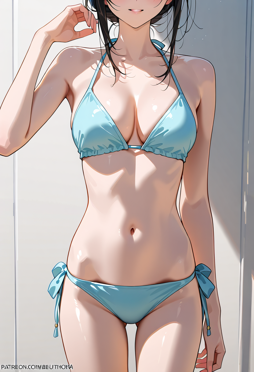 青いビキニの美少女ポートレート #美少女 #水着 #ビキニ