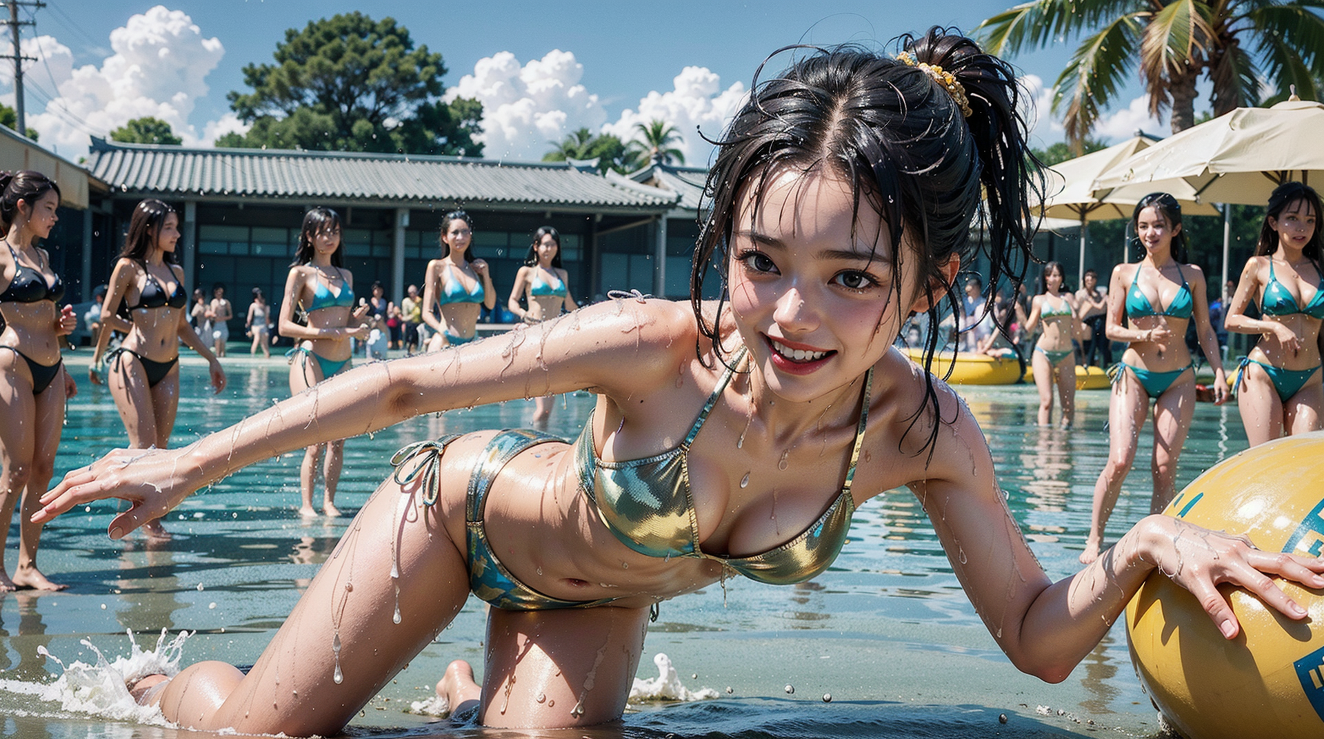 プールサイドの夏日ポートレート #水着 #プール #夏