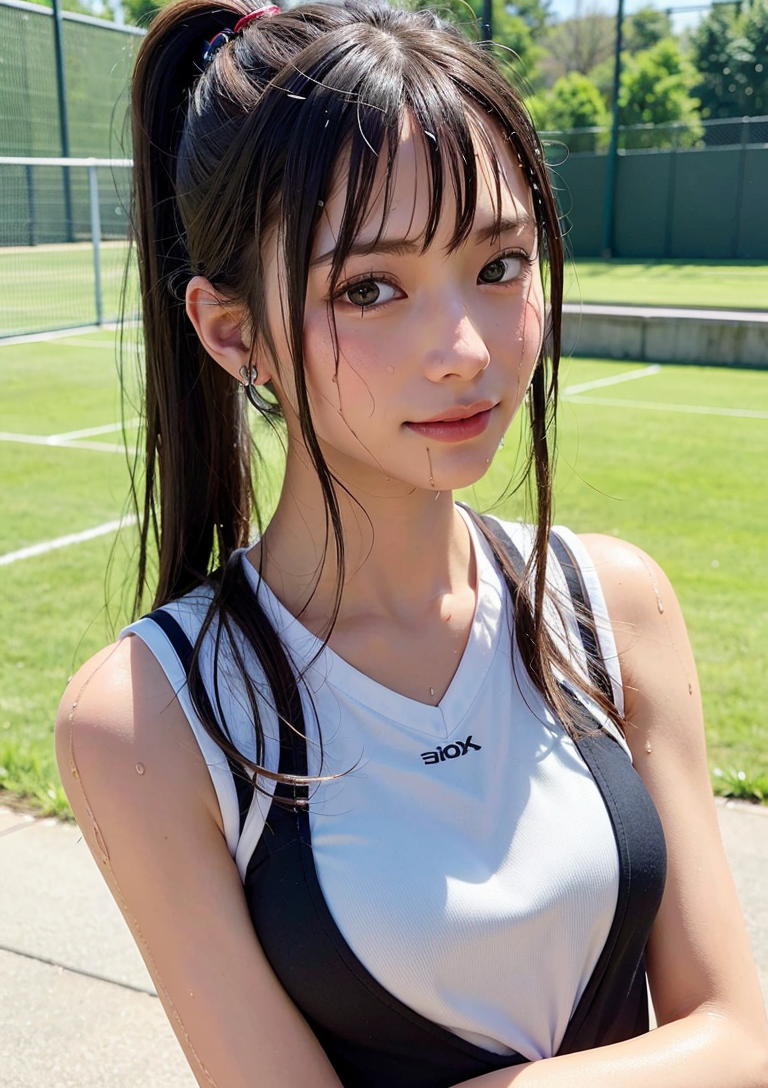 テニスコート脇の清潔感あふれるポートレート #美少女 #清潔感 #テニス