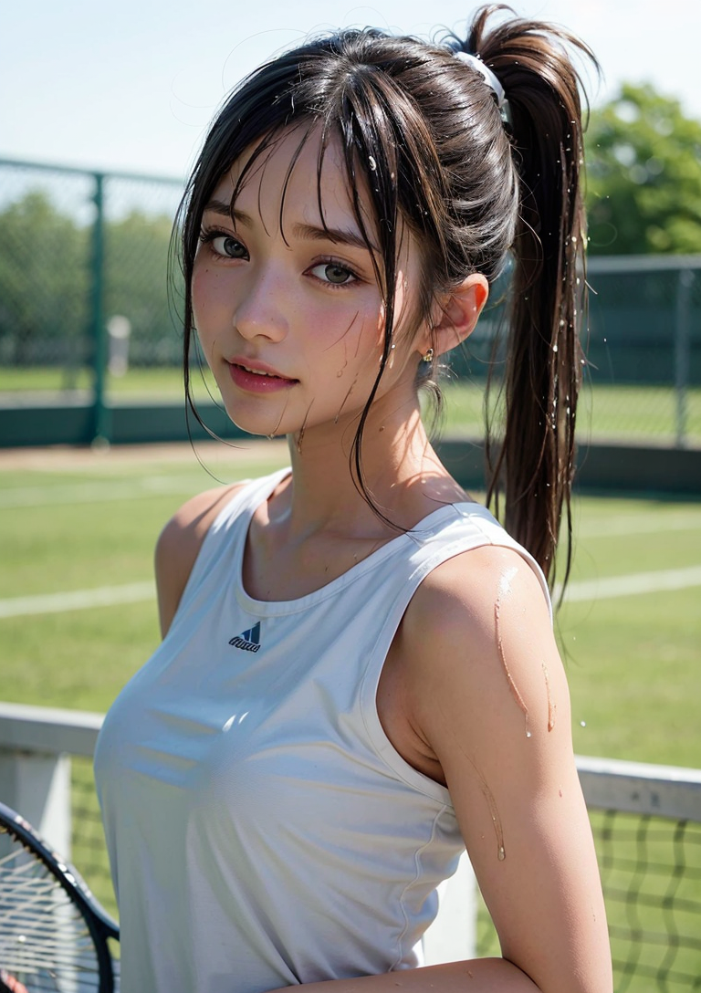 テニスコートの爽やかポートレート #美少女 #テニス #爽やか
