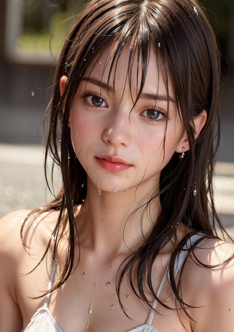 濡れ髪の物思い、屋外ポートレート #美少女 #屋外 #濡れ髪