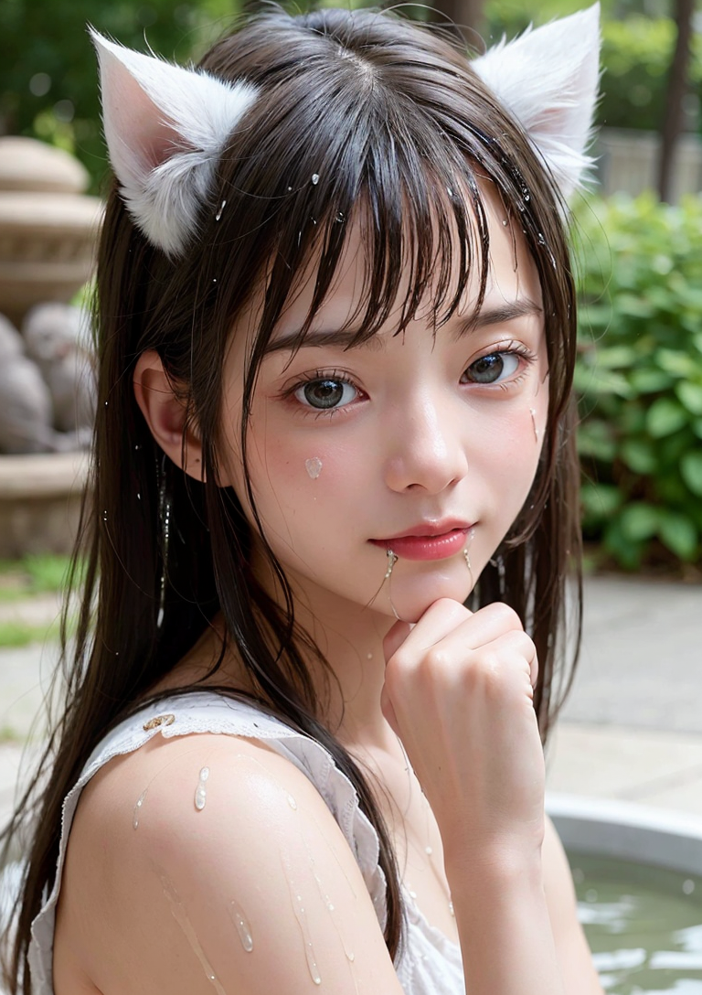猫耳少女の庭園ポートレート #美少女 #猫耳 #青い瞳