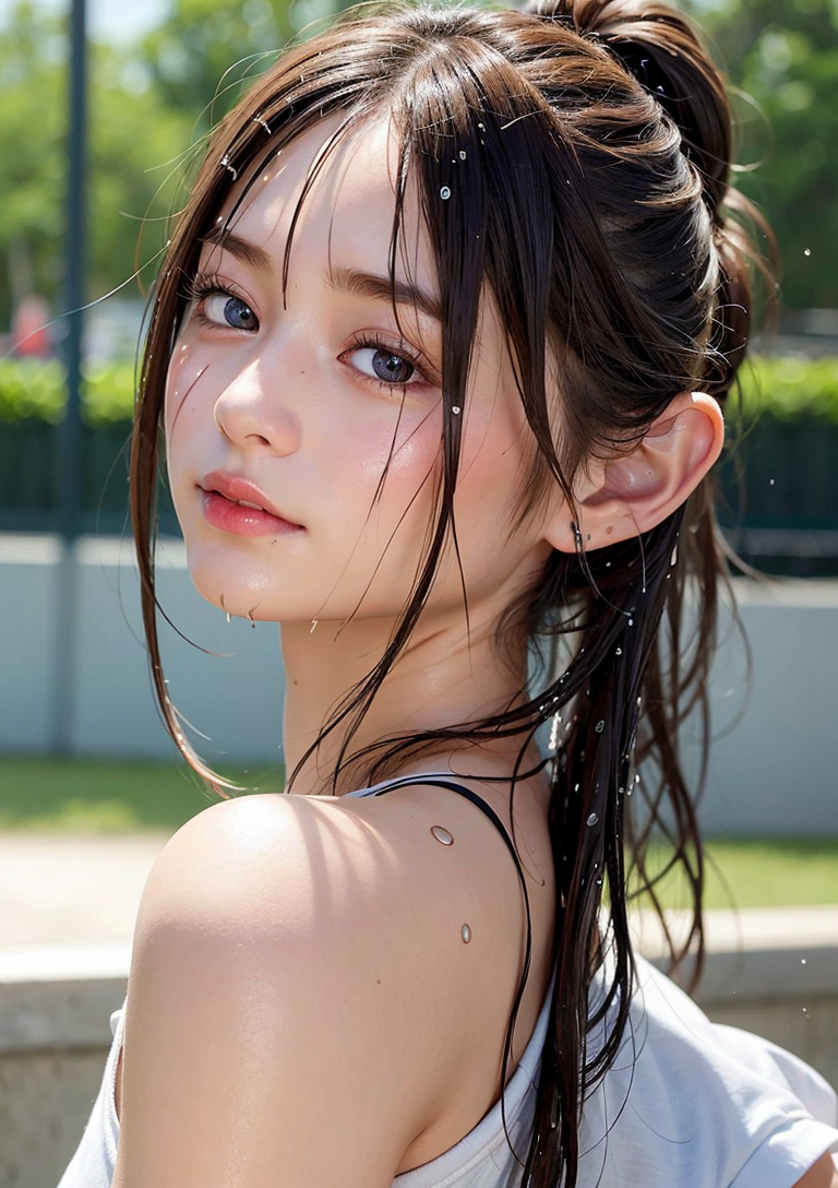 庭園の午後、儚げな横顔ポートレート #美少女 #屋外 #清楚