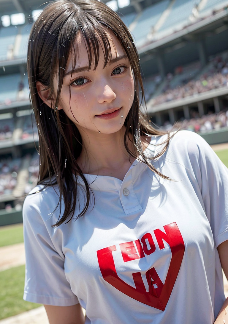 スタジアムでの爽やかなポートレート #美少女 #野球 #ユニフォーム