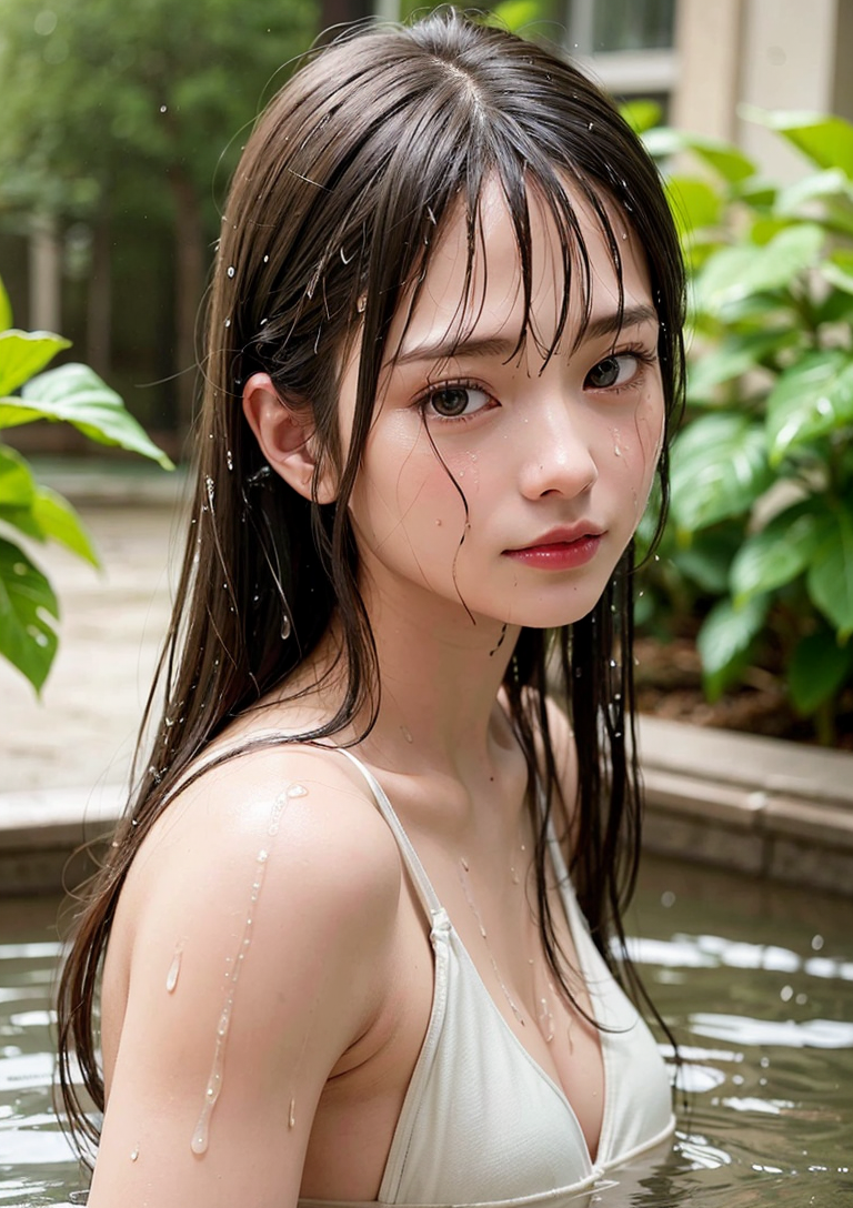 水辺の憂いを帯びたポートレート #美少女 #長髪 #屋外