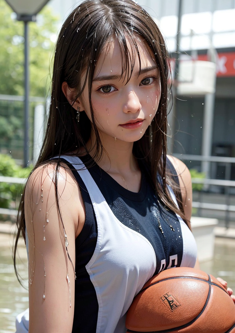 黒髪美少女のバスケットボールポートレート #美少女 #スポーティ #屋外