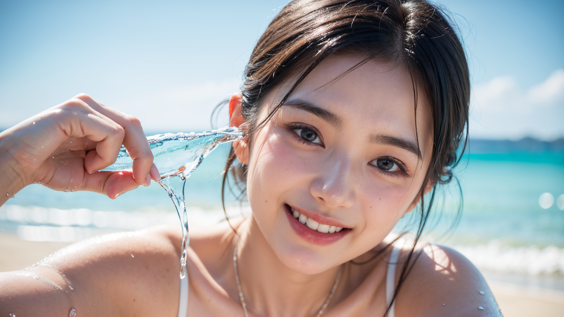 海辺で笑う美少女のポートレート #美少女 #笑顔 #夏