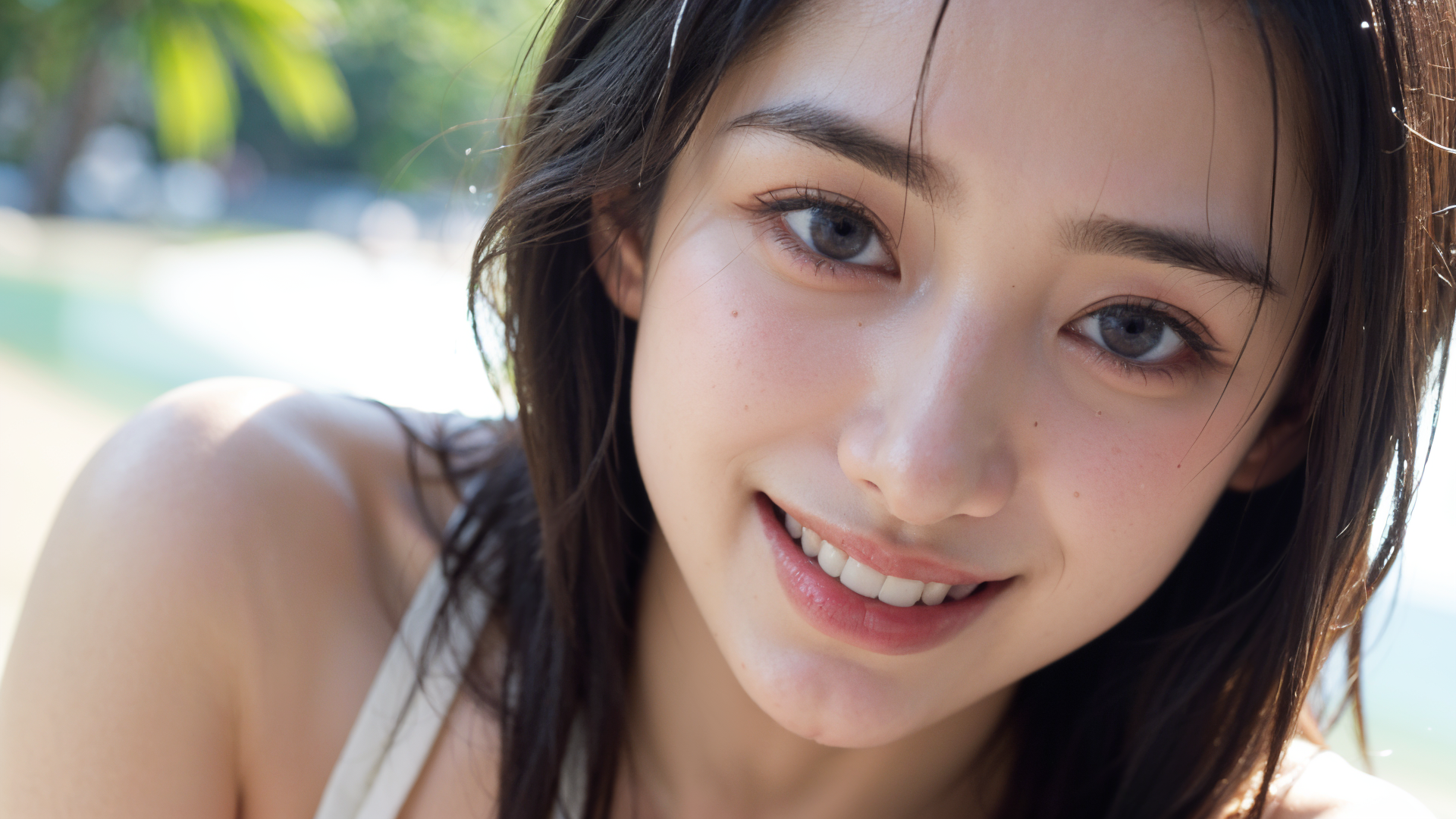 昼下がりの爽やかなポートレート、清楚な長髪美少女 #美少女 #笑顔 #屋外