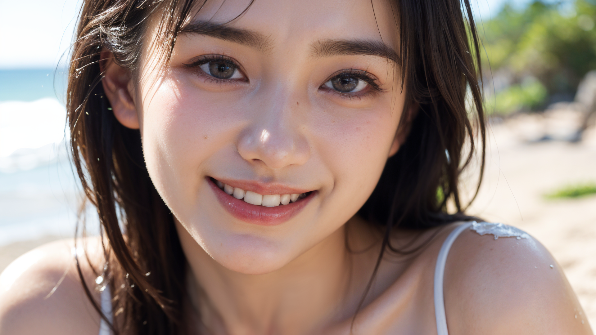 海辺の爽やかなポートレート #美少女 #笑顔 #海