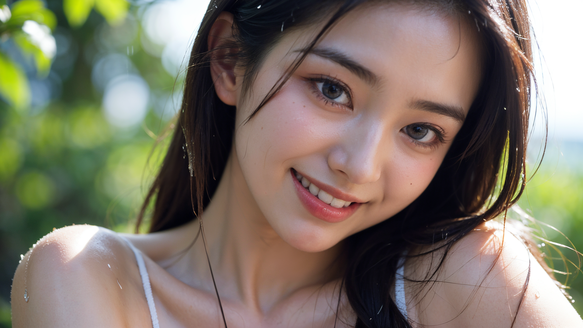 初夏の屋外ポートレート、清楚な笑顔の美少女 #美少女 #笑顔 #肖像画
