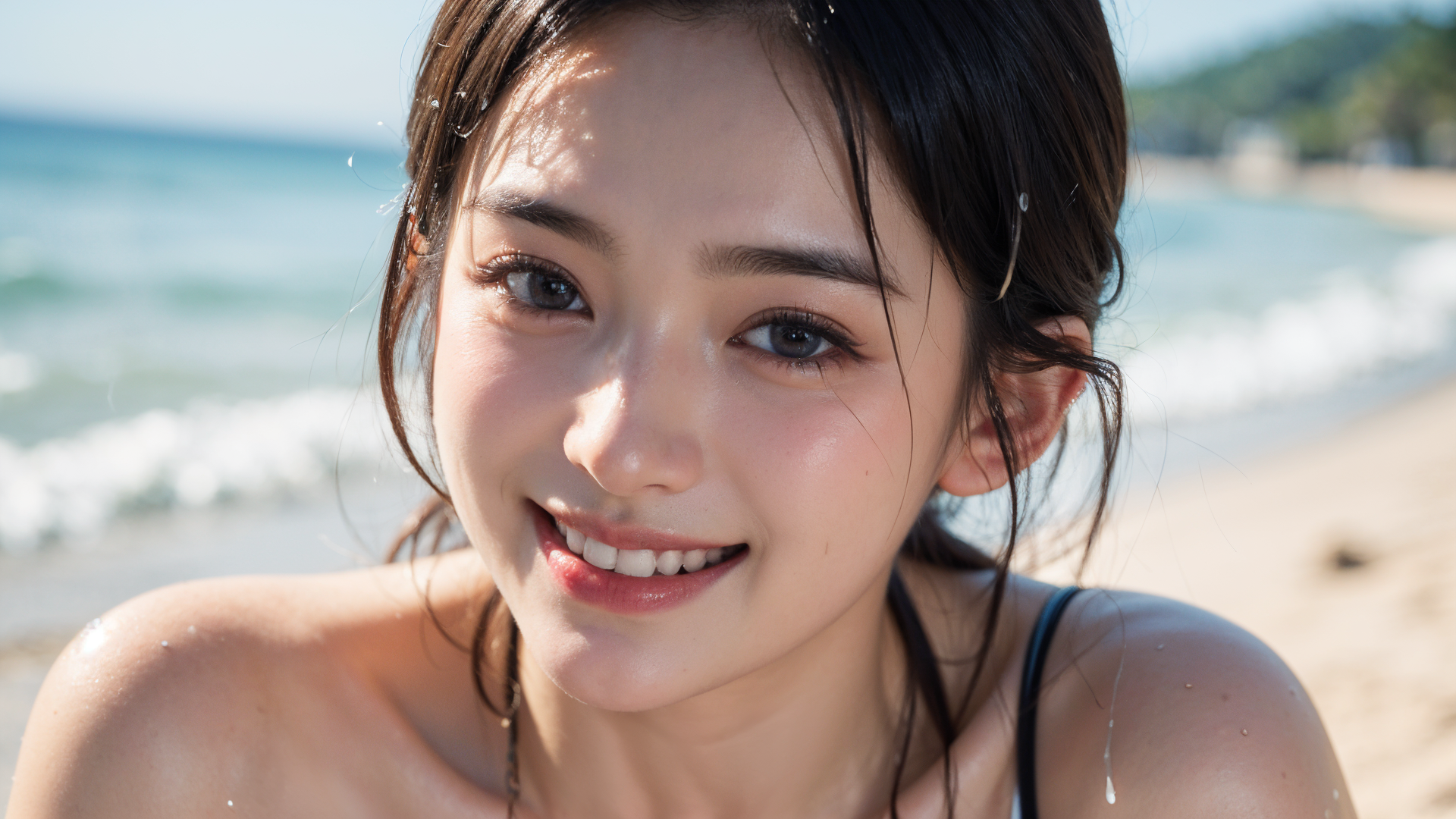 夏の海辺で輝く笑顔のポートレート #美少女 #夏 #海