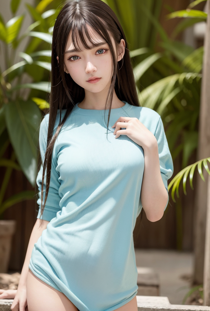 緑に囲まれた清楚な長髪美少女ポートレート #美少女 #清楚 #長髪