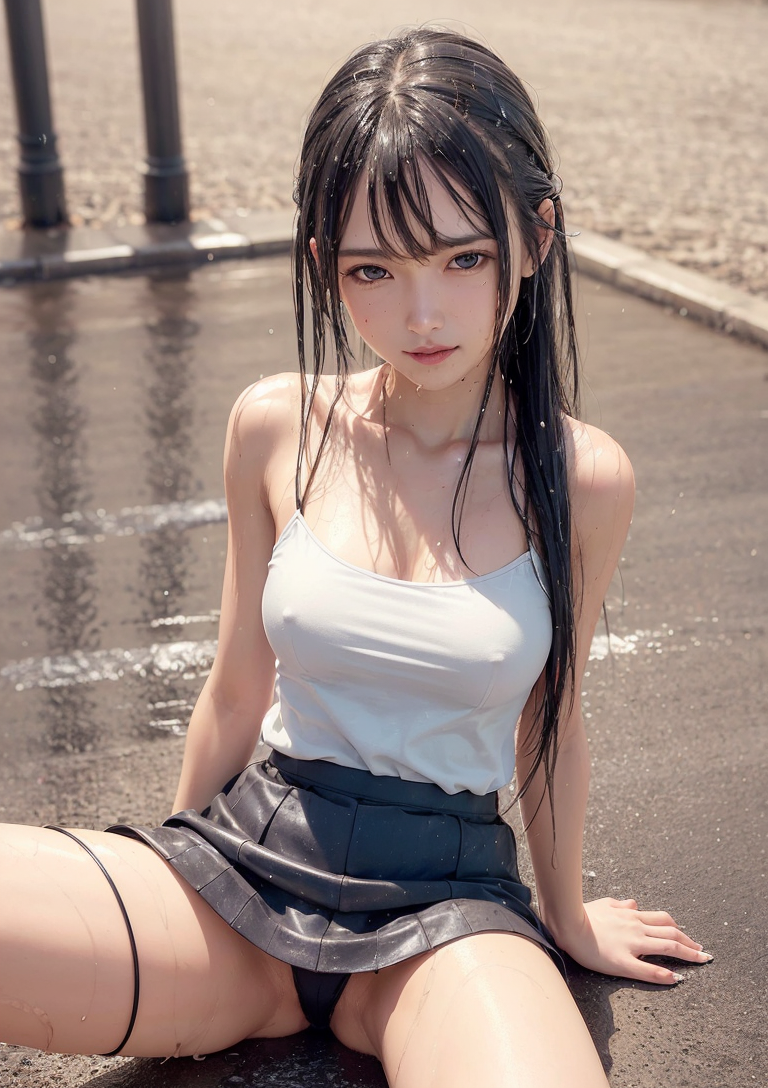 清楚な黒髪ポートレート、夏の日差しで輝く #美少女 #清楚 #屋外